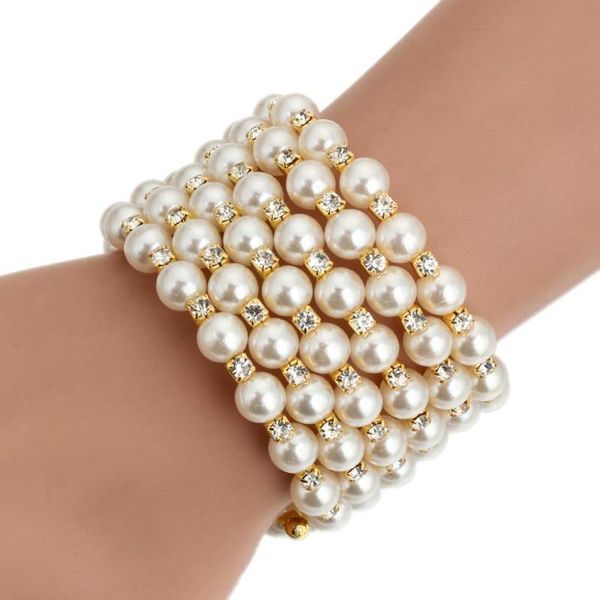 

tennis women fashion rhinestone faux pearl layered bracelet casual, street, party, club, etc 6cm gift open, Golden;silver