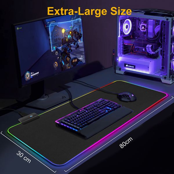 Mousepad Gaming Mouse Pad Gamer Maause Pad Большая мышь Коврик для мыши RGB Mouse Pad XXL Подсветка Мат для компьютерного стола Mauspad С Подсветкой