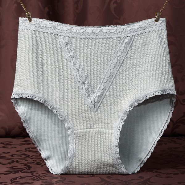 

2Pieces/Lot Cotton Panties Women with High Waist Elastic Large Size Sexy Lace Briefs Plus Size Underwear Thread Briefs Big Seze Panty Female, Coffee