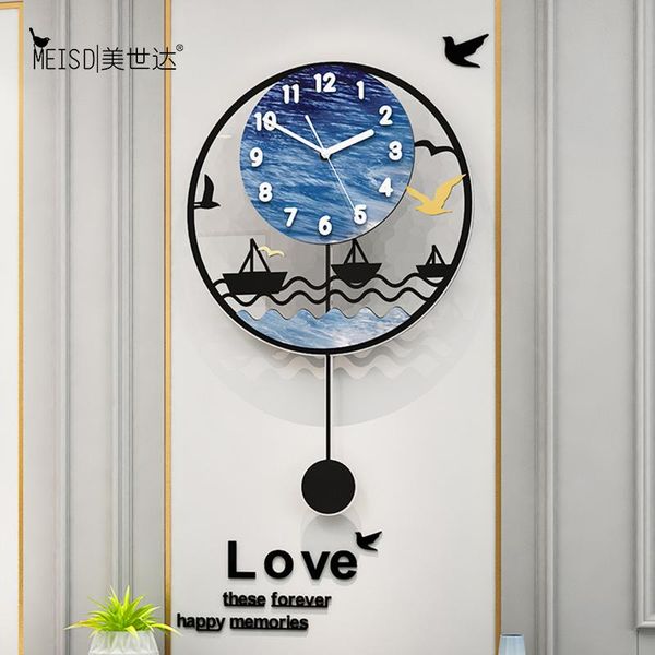 

wall clocks sea pendulum silent clock modern design europe style 3d swing hanging classical living room home decorative watch
