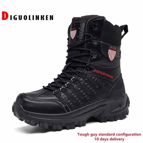 

combat army boots winter outdoor tactical boots hiking desert ankle hunting autumn safety shoes big size 47 military men boots 211106, Black