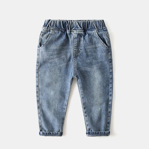 

jeans children's high waist denim blue trousers streetwear retro temperament autumn 2021 fashion solid boys pants