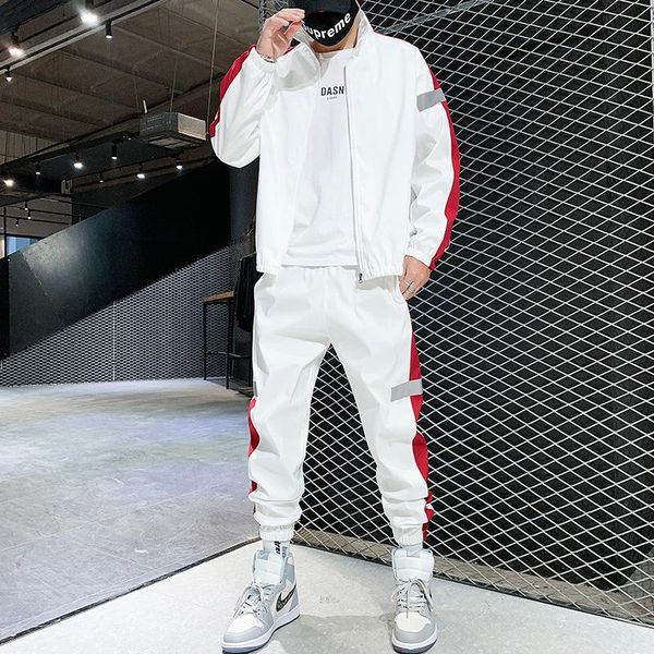 

men's tracksuits drop patchwork hip hop casual sets 2021 korean style 2 piece clothes men streetwear fitness male tracksuit, Gray