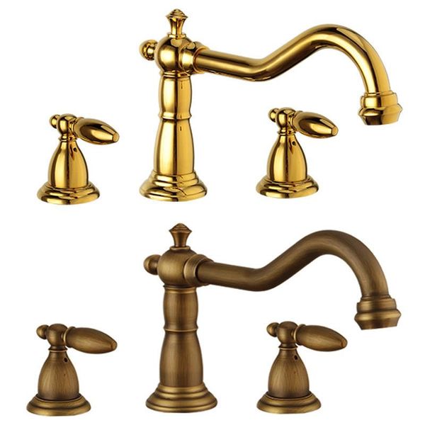 

bathroom sink faucets sugan life antique brass basin faucet deck mounted three piece bath and cold tap f166