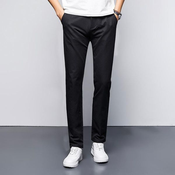 

men's pants 2021 summer casual thin trousers trend business straight qian5, Black