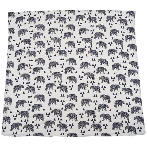 

party masks black bear printing muslin baby cotton swaddling bag infant borns blanket bedding towel
