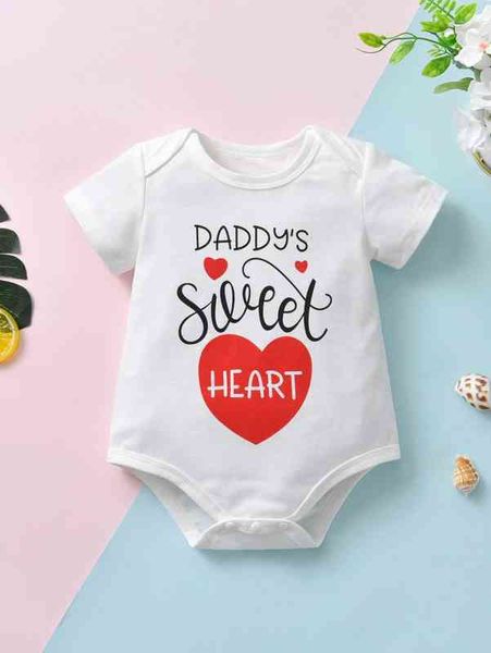 

baby letter & heart print bodysuit she, Blue