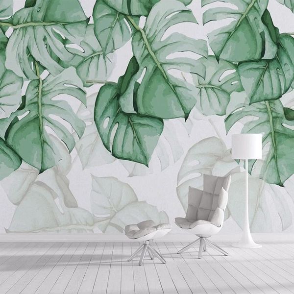 

wallpapers custom wallpaper 3d hand painted canvas oil painting tropical plants green leaf living room bedroom home decor mural waterproof