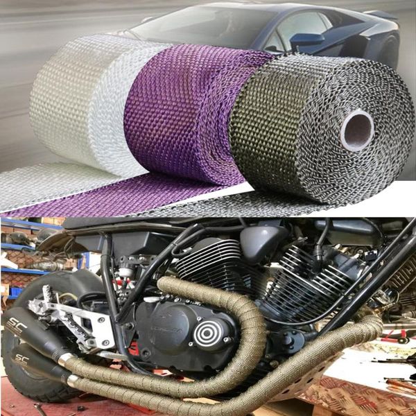 

motorcycle exhaust system 5cm*5m 10m heat wrap thermal tape for fiberglass shield with stainless ties