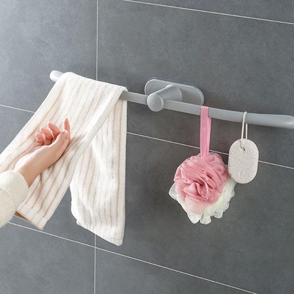 

towel racks punch-bow shape bar adhesive hanging storage rack without nails for kitchen paper shoes 62cm long
