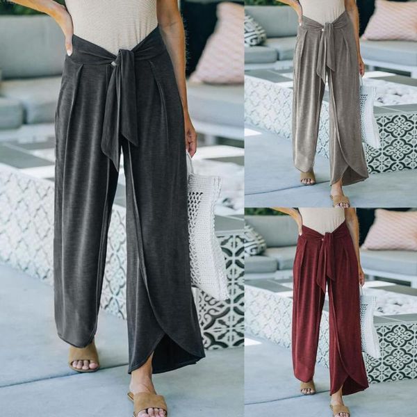 

women's pants & capris ladies autumn casual loose trousers high waist two pockets skin-friendly straight wide waisted, Black;white