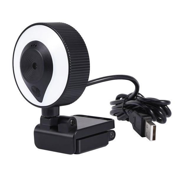 Digital Zoom Computer Camara Autofocus Beauty HD Microfono 4K 1080P LED webcam con webcam leggero ad anello