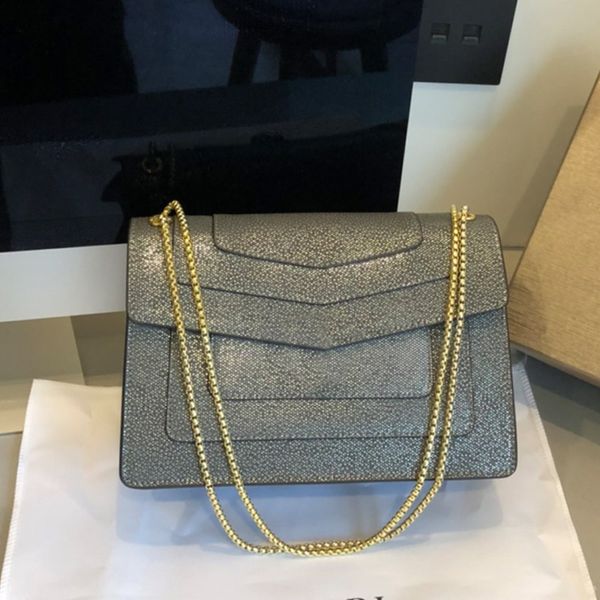 

women crossbody bag flip shoulder bags chain classic snakehead plain genuine leather organ wave point