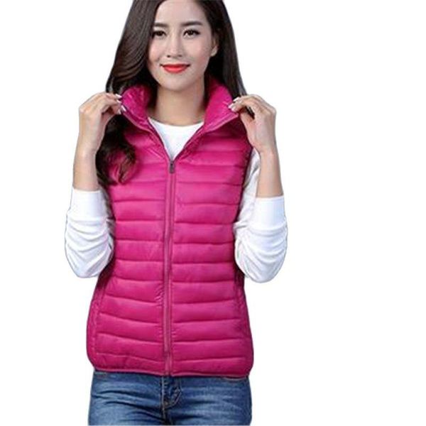 

women's vests woman fall casual solid mandarin collar pocket thicken down vest female spring winter warm cardigan waistcoat, Black;white