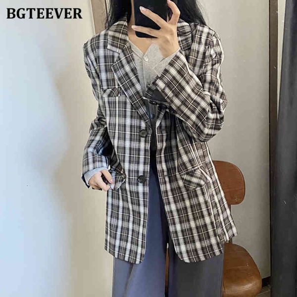 

blazers new vintage loose single-breasted plaid blazer jacket for women 2021 spring notched collar full sleeve ladies suit outwear t3ll, White;black