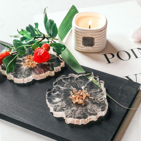 

mats & pads creative gold foil epoxy resin table decorative coffee tea cup mat pad centerpiece for home office