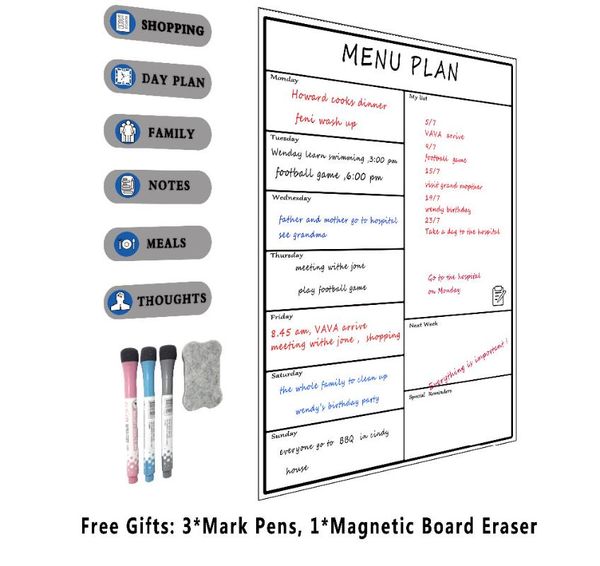 

whiteboards a3 magnetic dry erase weekly planner board whiteboard calendar resistant technology family, home, office fridge with 3 pen