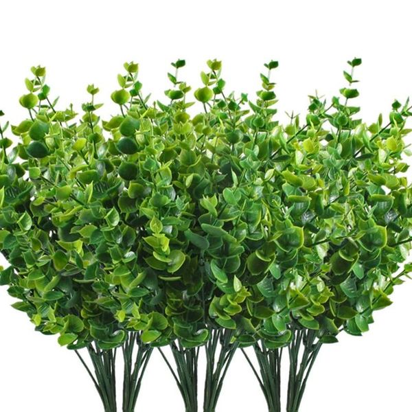 

artificial shrubs bushes eucalyptus leaves fake green plants wedding garden verandah centerpieces arrangements 10 pcs decorative flowers & w