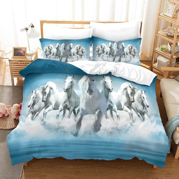 

bedding sets print horse set single twin full  king size animal horses bed kid bedroom duvetcover 3d 005