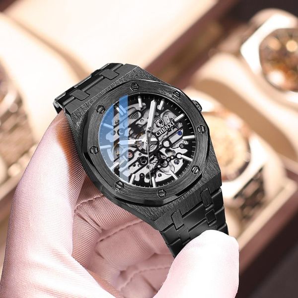 

wristwatches 2021 chenxi 8848 men watch automatic mechanical tourbillon wristwatch waterproof business steel sport men's watches, Slivery;brown