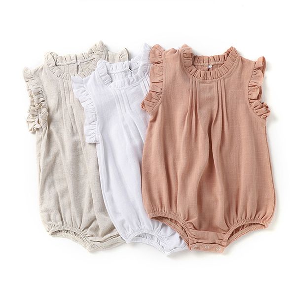 

summer baby boys girl rompers sleeveless pure color boy born clothing 210429, Blue