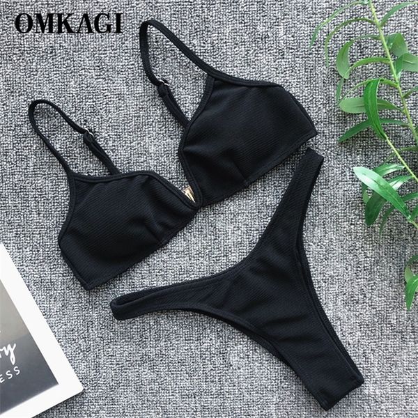 

omkagi high cut bikinis swimwear women's swimming bathing suit beachwear push up bikinis set brazilian bikini 210318, White;black