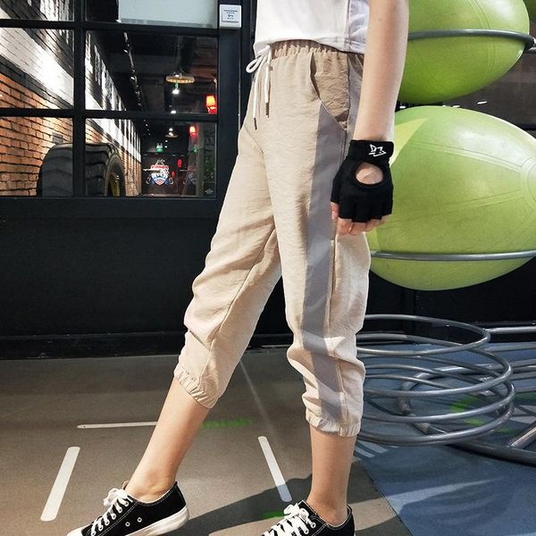 

women's pants & capris kind of running loose lady fast-drying and feet-binding training for summer women with thin, Black;white