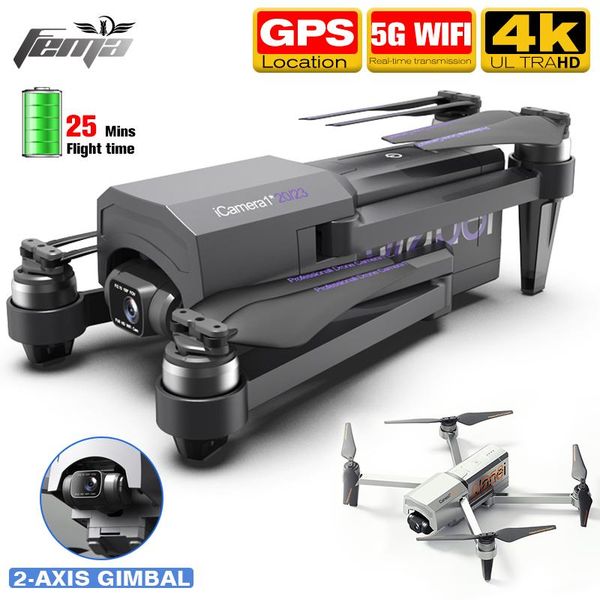 

drones fema 1km 2-axis self stabilization gimbal camera drone 25mins 5g wifi fpv brushless quadcopter professional 4k gps dron icamera1