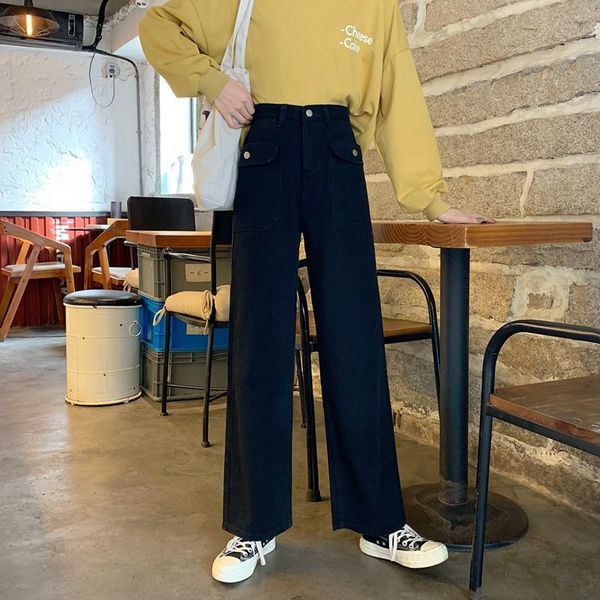 

jeans korean high waisted in autumn and winter of 2021, Blue