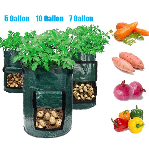 

planters & pots 5 7 10 gallon potato grow container bag diy planter pe cloth planting vegetable gardening thicken pot