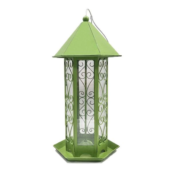 

other bird supplies panorama feeder hexagon shaped with roof hanging for garden yard decoration green color