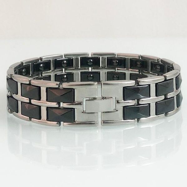 

link, chain black ceramic hand for mens health bracelet female magnetic wristband stainless steel jewelry fashion couple armband gifts