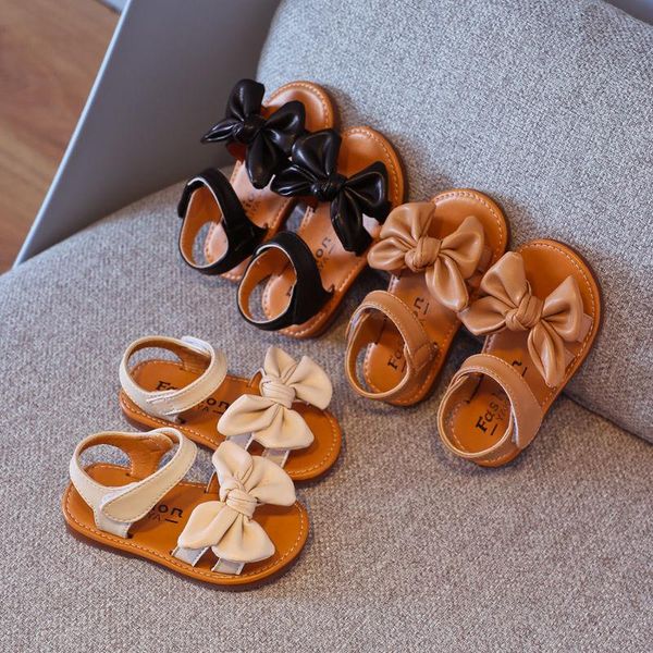 

sandals 2022 baby girls bow knot cute summer soft sole flat princess shoes infant non-slip first walkers 2  5 6 7 8 9 10 11 12y, Black;red