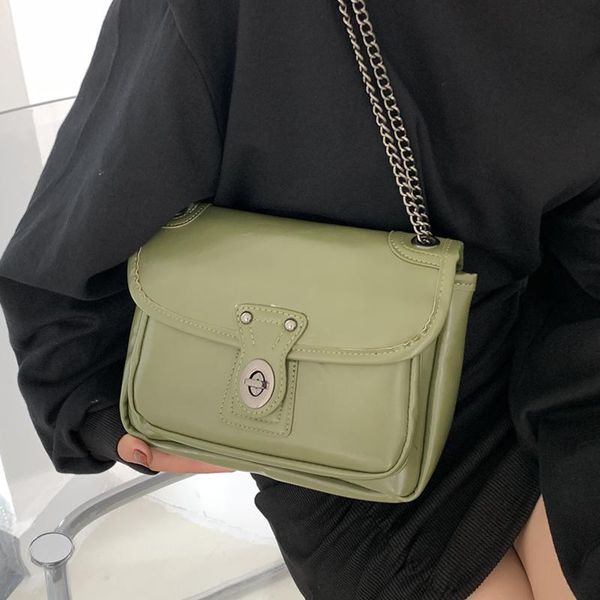 

evening bags chain flap for women 2021 designer leather shoulder handbag solid color messenger bag ladies small square crossbody