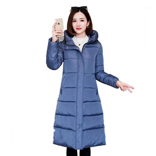 

women's down & parkas womens parka jacket winter coats 2021 korean version of long hooded coat cotton plus size 4xl outwear gray, Black