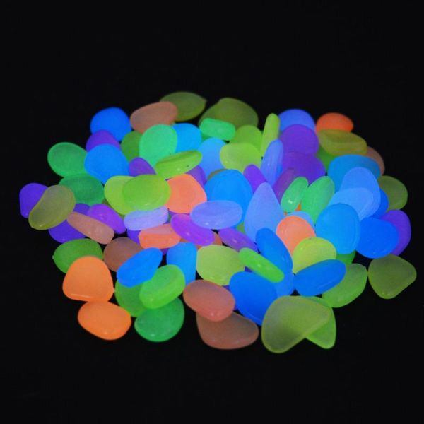 

100pcs aquarium decoration luminescent resin stone fish tank ornament colourful discoloration aquascape landscaping accessories decorations