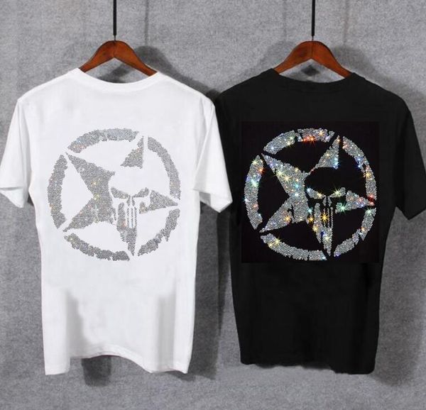 

men's and diamond stone fabric two side designer t-shirt, White;black