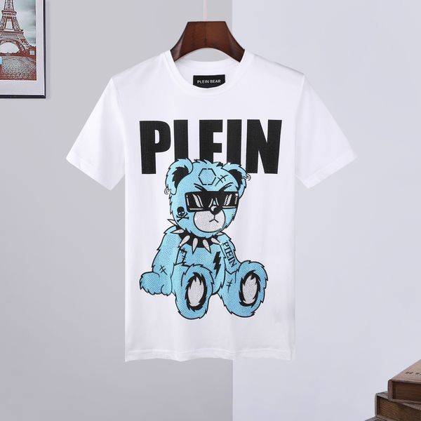 

plein bear t shirt mens designer tshirts rhinestone skull men t-shirts classical hip hop streetwear tshirt casual tees pb 16133, White;black