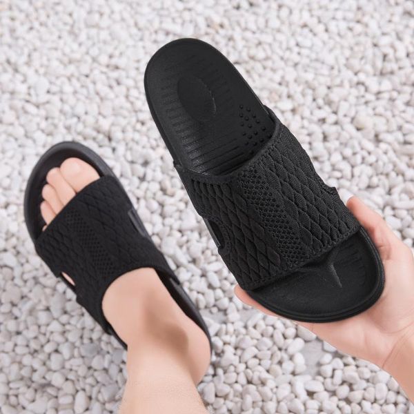 

sandals 2021 men's summer men slippers shoes beach open toe solid wear-resisting schoenen mannen, Black