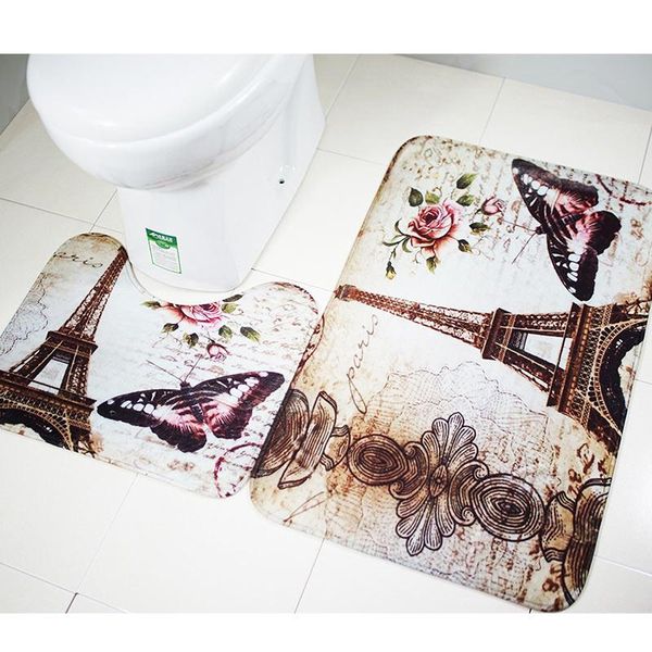 

carpets 2pcs/set toilet non-slip bathroom paris pedestal rug eiffel tower bath mat