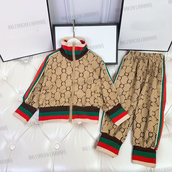 

ree ship luxury design jackets+trousers suit kids clothing sets size 100-150 ribbon stitching high-end tracksuit for boys, White