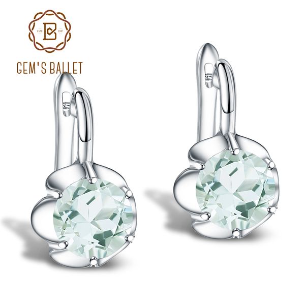 

gem's ballet pure 925 sterling silver fine jewelry oval 5.47ct natural green amethyst birthstone stud earrings for women 220211, Golden;silver