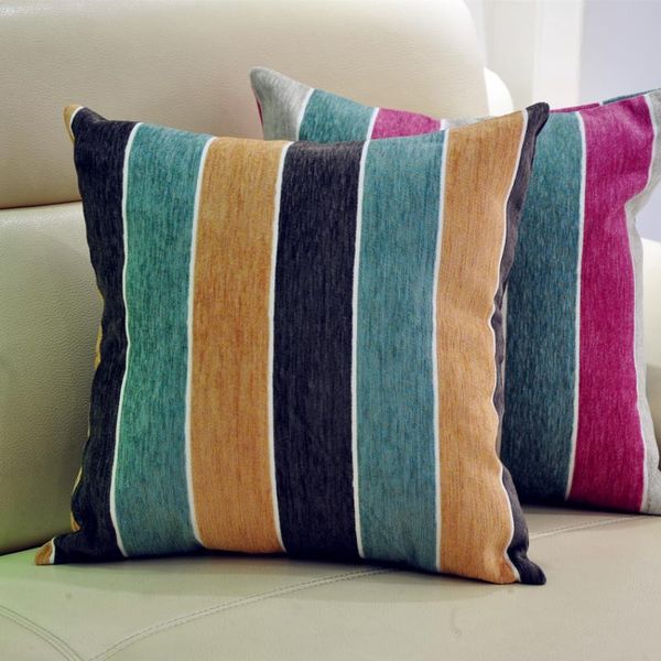 

american country blue plaid pillow high-grade striped chenille pillows model room sofa pillowcase cushion/decorative