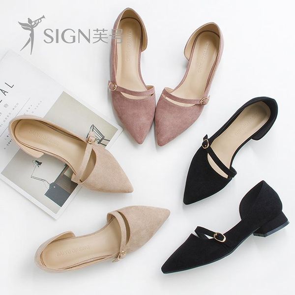 

dress shoes women pumps flock thick with single pointed 2.5cm high heels women's, Black