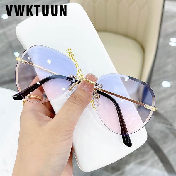 

sunglasses vwktuun rimless women classic pilot shades driver driving eyewear colorful lens oversized glasses, White;black
