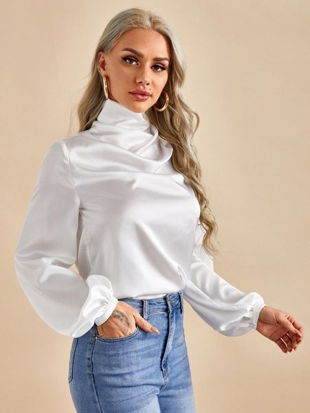 

bishop sleeve satin k5oj#, White