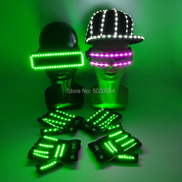 Acessórios de fantasia Gota Shipping Night Night Homens Mulheres Hip Hop Cap Dança DJ LED Chapéu de Incandescência Chapéu de Beisebol Caps Carnaval Festival Decor