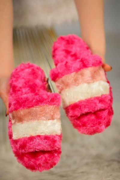 

slippers women's pink shaggy home slipper 8110.264., Black