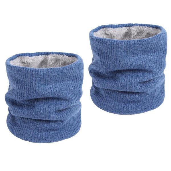 

cycling caps & masks 2pcs autumn winter double layers plush scarf outdoor neck warmer circle lanital lined neckerchief (blue), Black