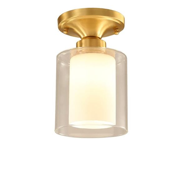 

ceiling lights round shape glass ameican simple foyer bedroom dining room copper lamps led dimmable mounted hanging